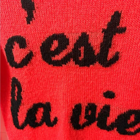 Charlotte Russe Red 'C'est La Vie' Sweater - Picture 2 of 6